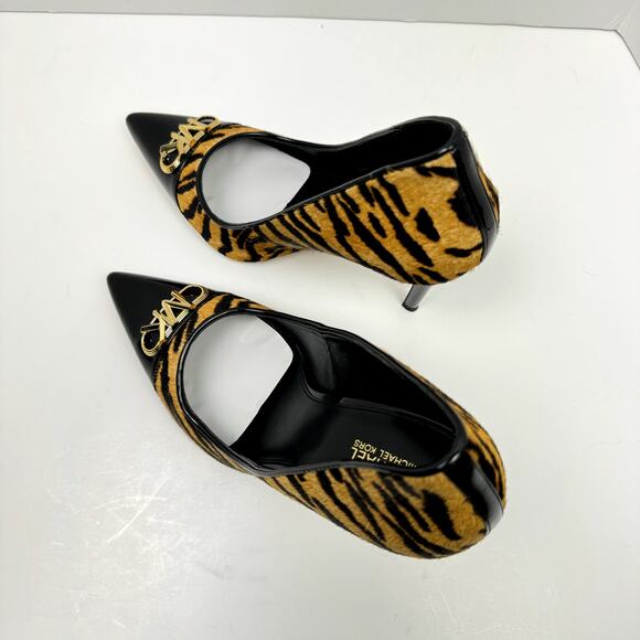 NEW MICHAEL Michael Kors Parker Tiger Print Calf Hair and Leather High Heel Pump - Picture 9 of 13